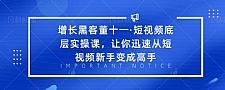 增长黑客董十一·短视频底层实操课，让你迅速从短视频新手变成高手